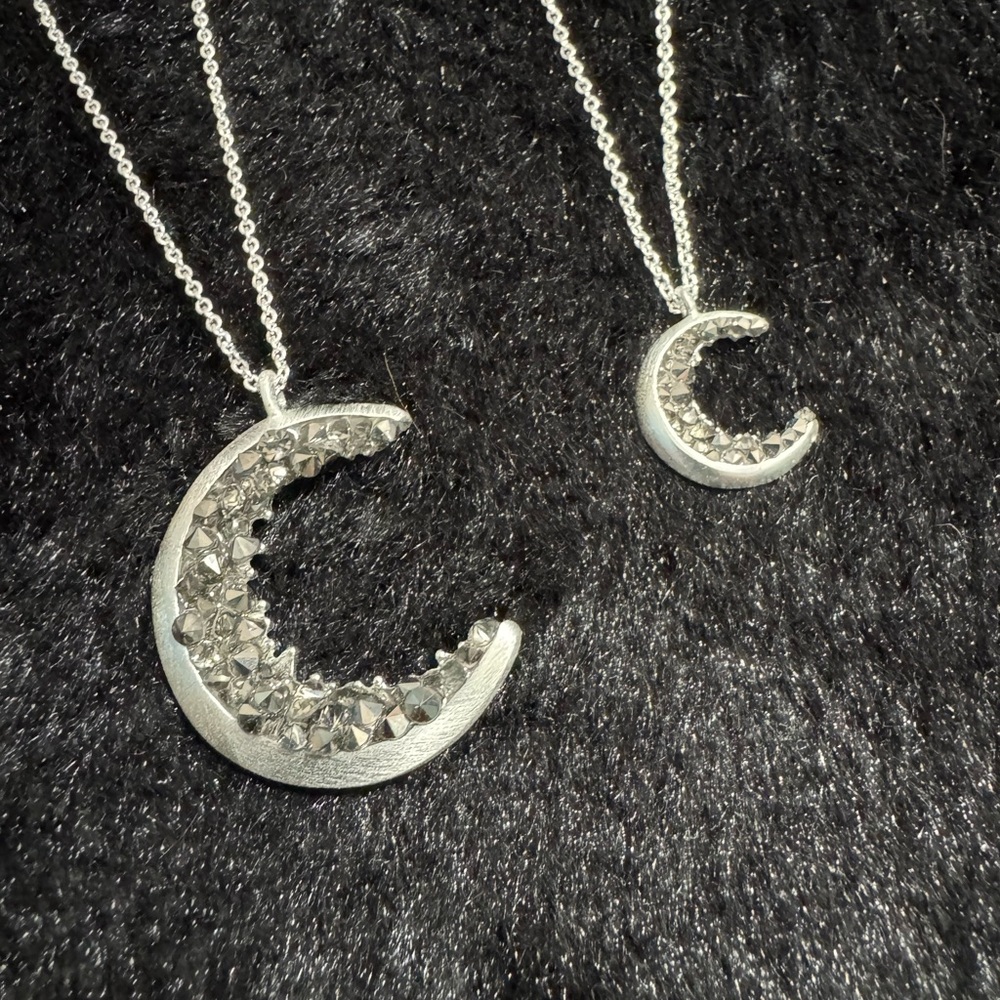 Silver Crescent Moon Pendant Necklace